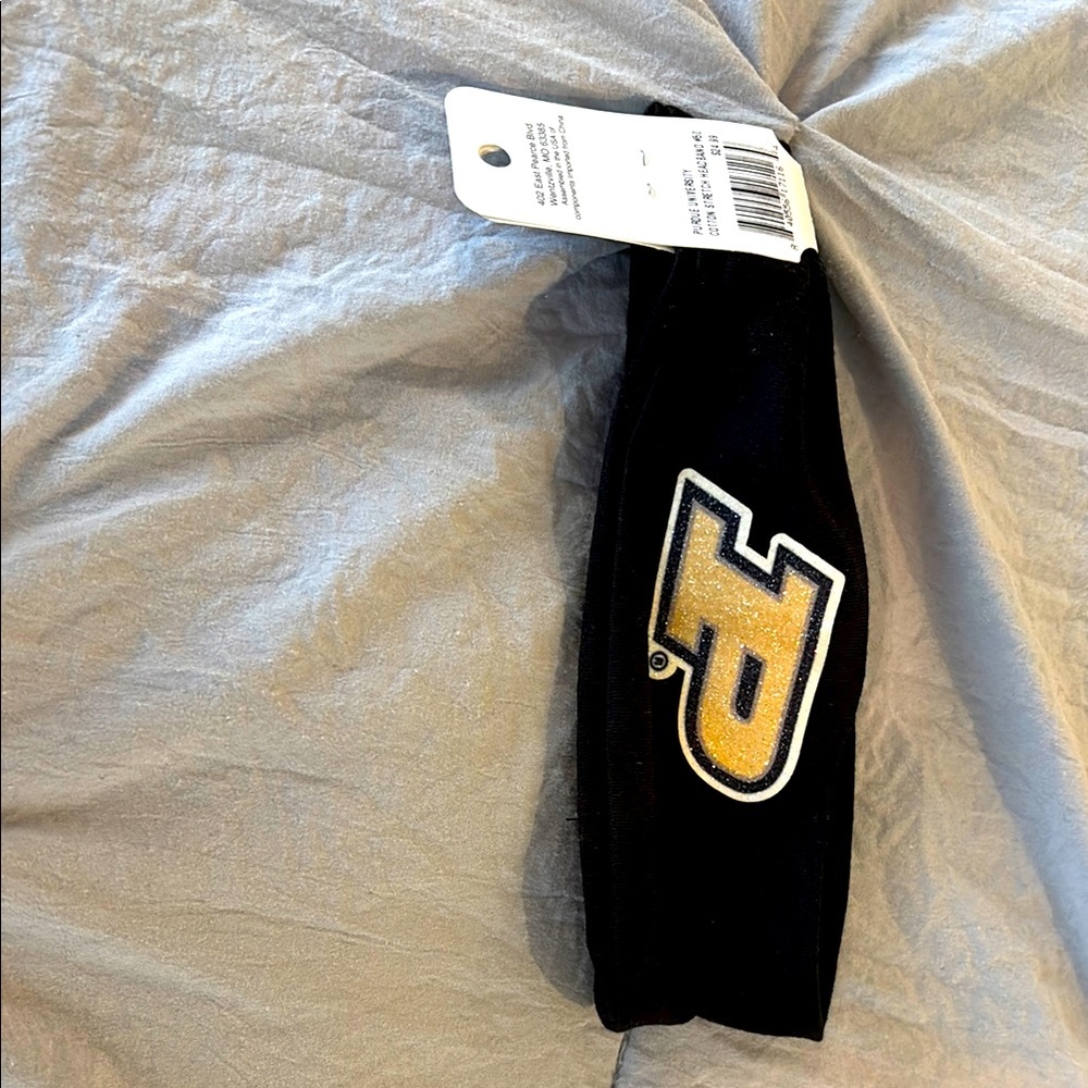 Purdue Black Headband with Gold
